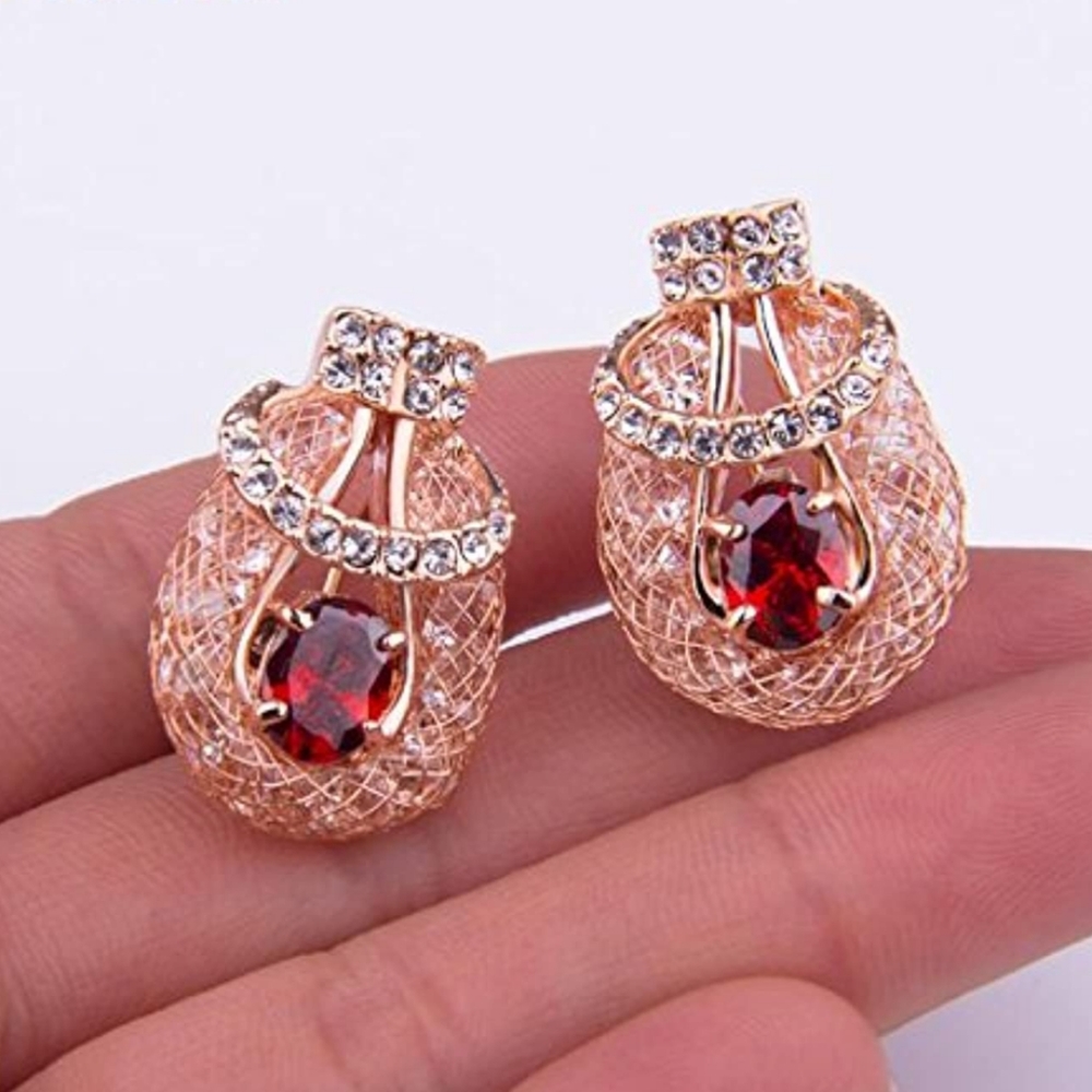 GemMart Jewelry Stud Earrings with Red Gemstones
